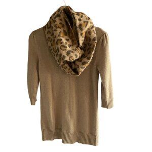 IZ Byer Girl-Girls Crew Neck Light Glitter Sweater And Scarf-Brown-Size 14-GUC